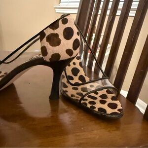 J Renee Leopard Print Pump Heels. Size 8 Vintage Cheetah Brown Black Clear